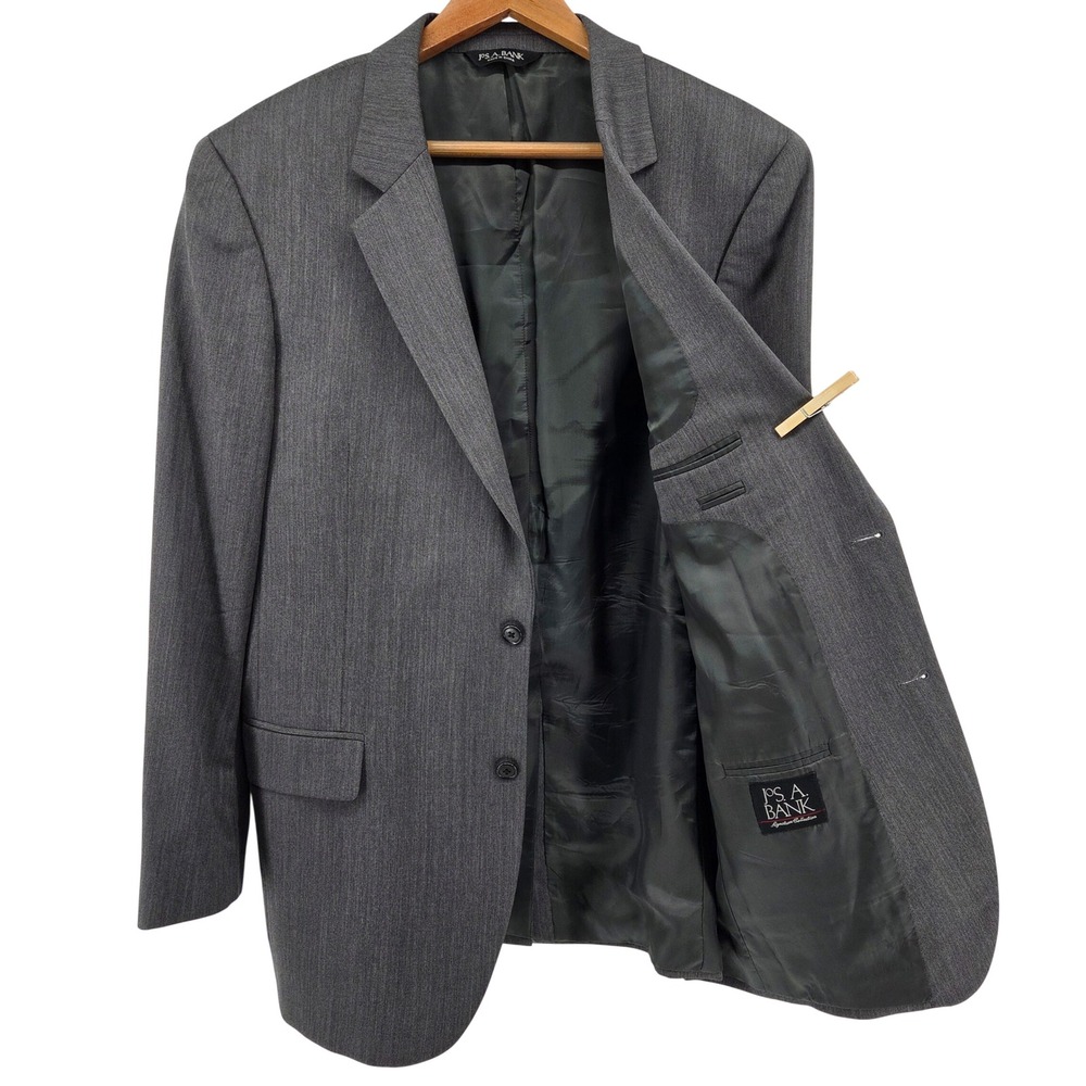 Jos. A. Bank Signature Collection Blazer Sport Coat Grey Herringbone Wool 44L